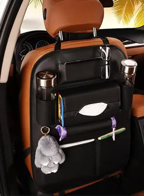 Universal PU Leather Car Seat Back Storage Organizer – Premium Quality