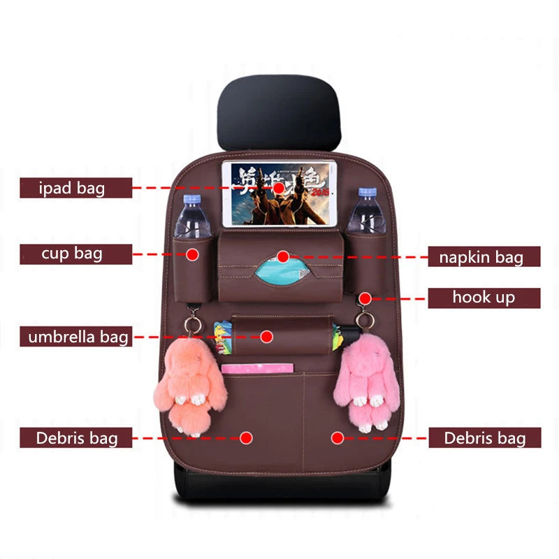 Universal PU Leather Car Seat Back Storage Organizer – Premium Quality