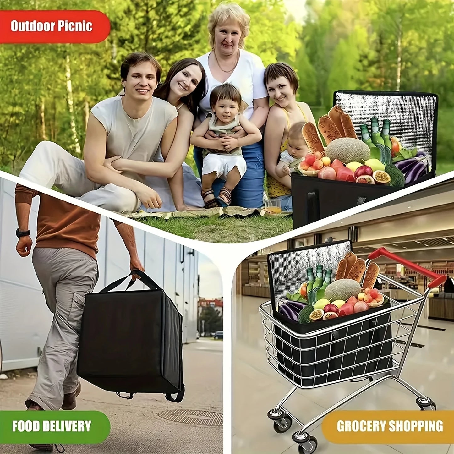 1pc Large Capacity Insulated Soft Delivery Bag