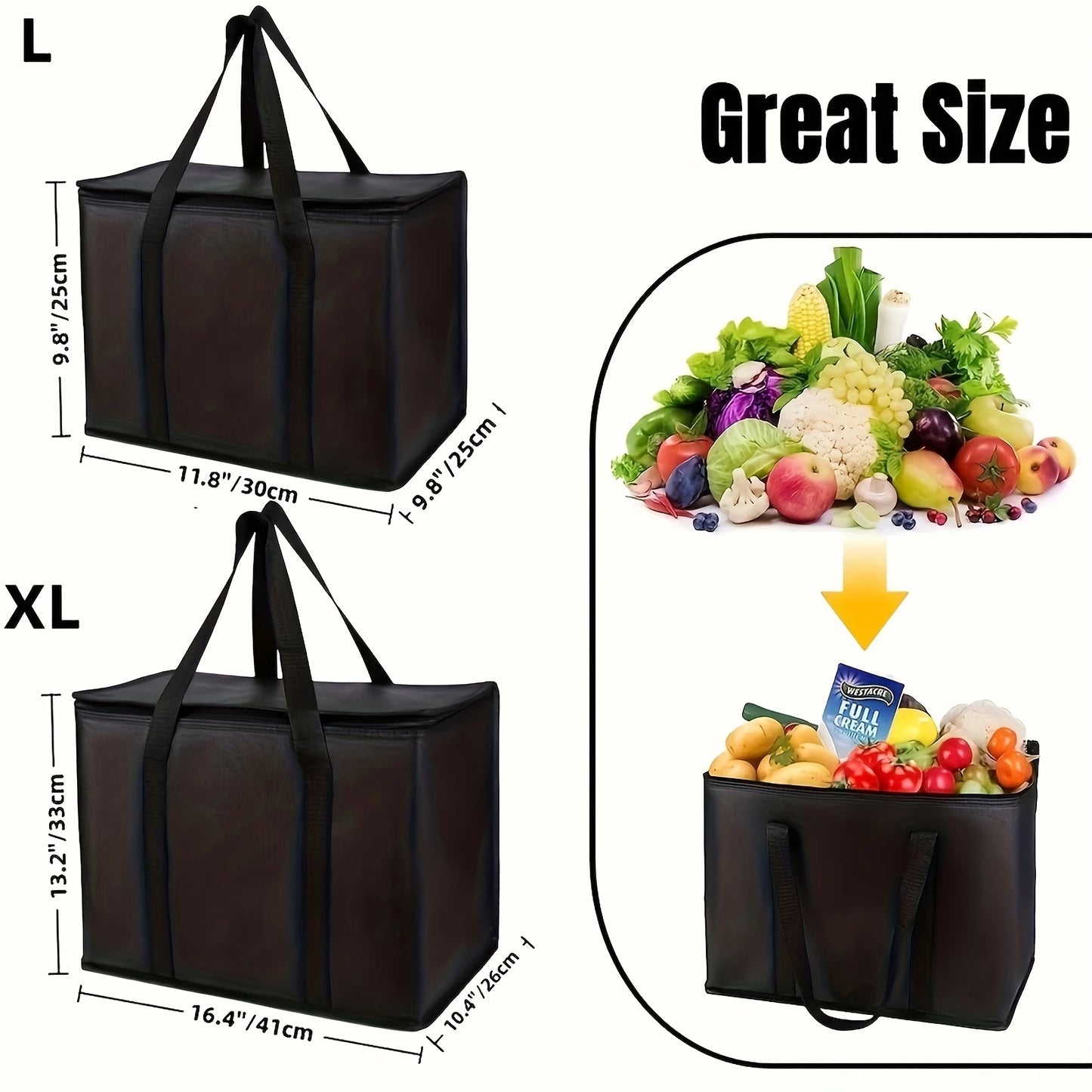 1pc Large Capacity Insulated Soft Delivery Bag