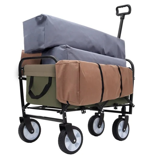 Collapsible Foldable Wagon Cart With Strapping System, Beach Wagon