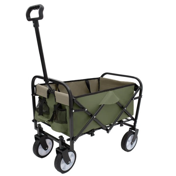 Collapsible Foldable Wagon Cart With Strapping System, Beach Wagon