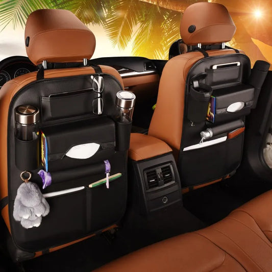 Universal PU Leather Car Seat Back Storage Organizer – Premium Quality