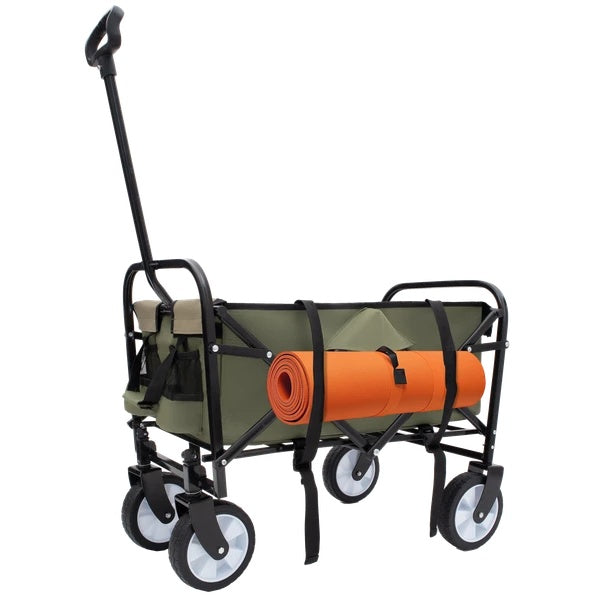 Collapsible Foldable Wagon Cart With Strapping System, Beach Wagon